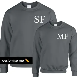Personalised Oxford Initial Kid & Adult Storm Grey Sweatshirts (MRK X) mens dad clothes online