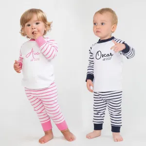 Personalised Oxford Stripe Est Classic Matching Pyjamas girls dresses outlet