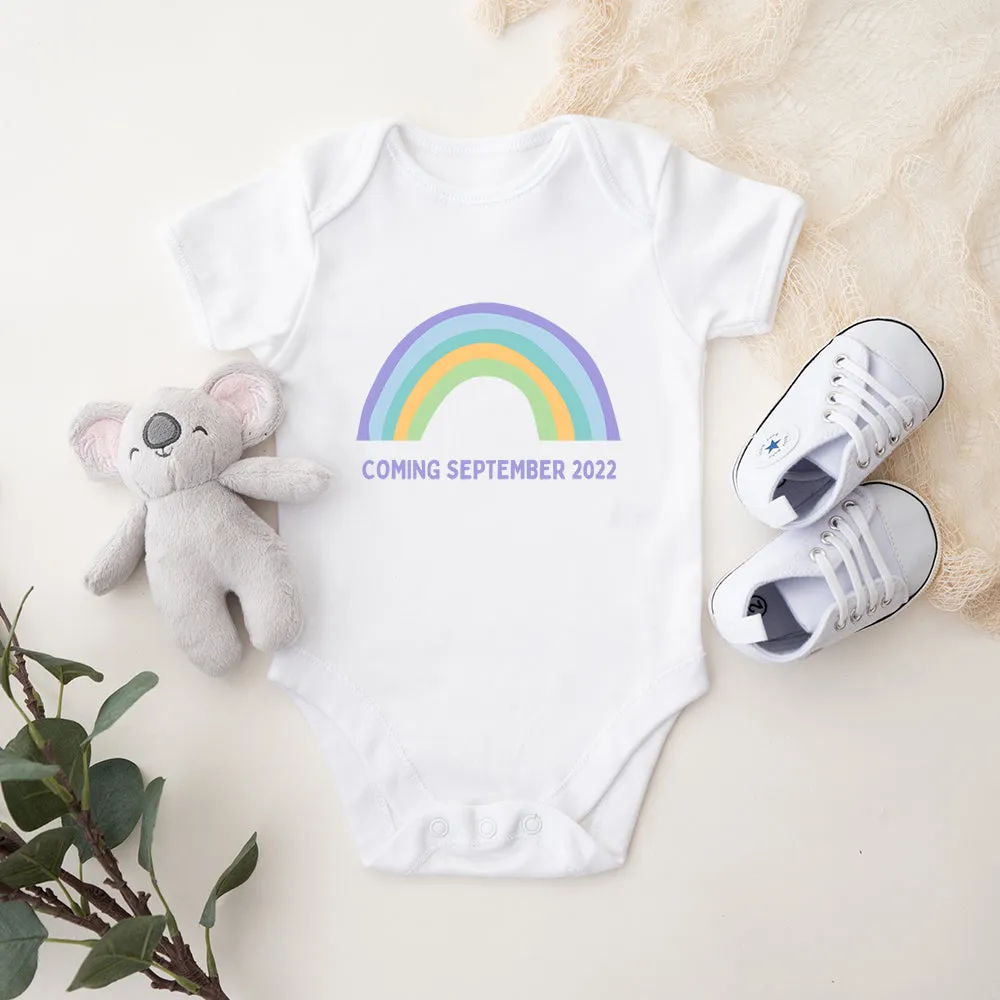 Personalised Pastel Rainbow Announcement Baby Vest cheap baby clothes online