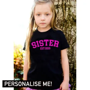 Personalised Sister Established College Tee (MRK X) girls dresses outlet