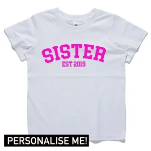 Personalised Sister Established College Tee (MRK X) girls dresses outlet