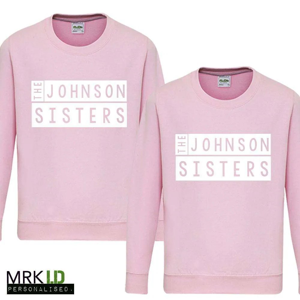 Personalised Sisters Stamp Pink Sweaters (MRK X) girls dresses outlet