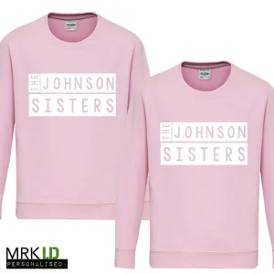 Personalised Sisters Stamp Pink Sweaters (MRK X) girls dresses outlet