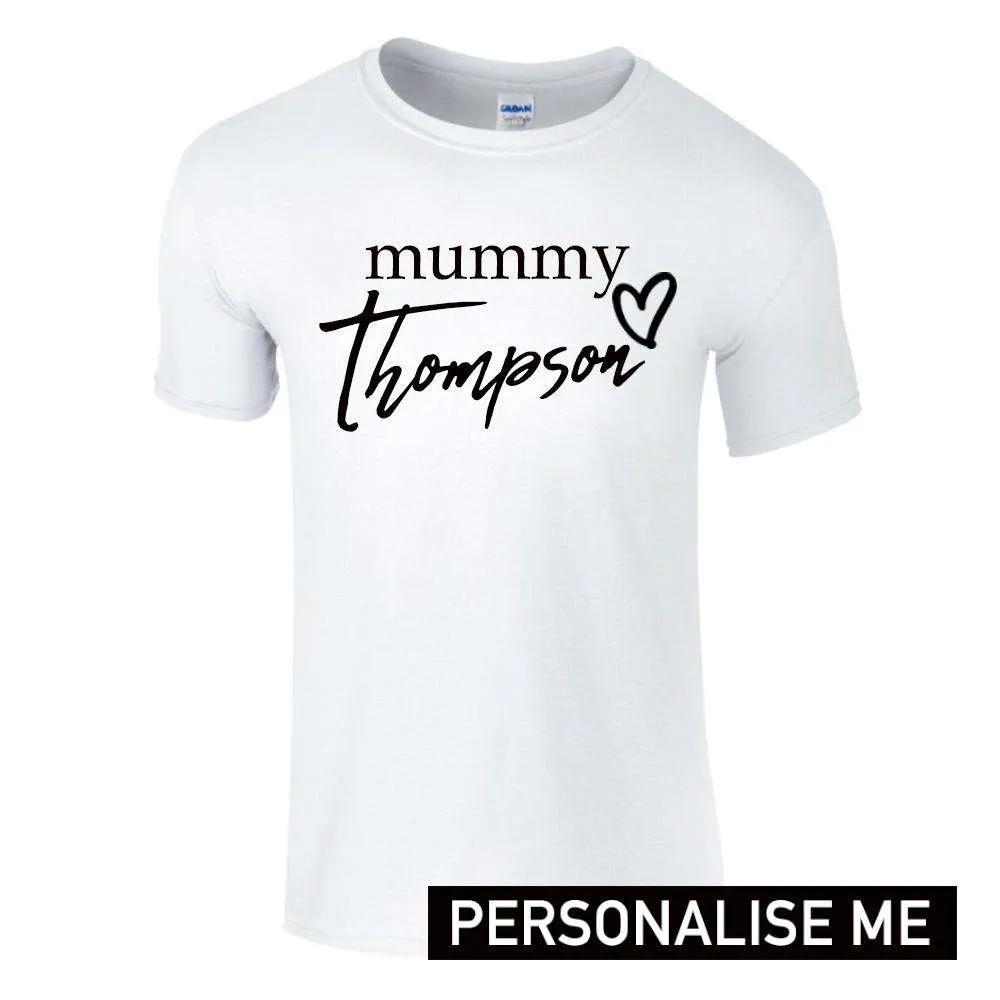 Personalised Surname Heart Tees & Rompers (MRK X)