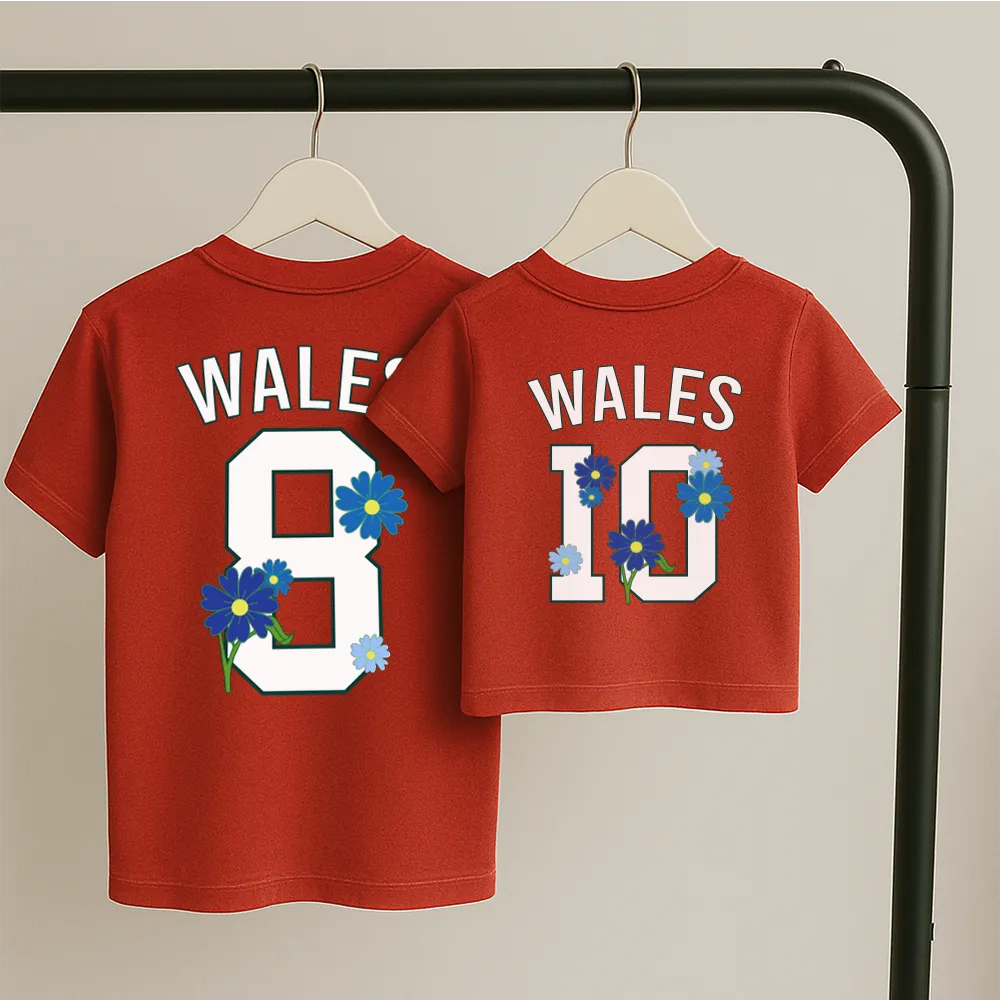 Personalised Wales Floral Matching Front & Back Graphic T-Shirts maternity wear outlet