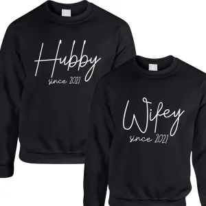 Personalised Wifey & Husband Since Matching Black Sweatshirts nursing bras sale