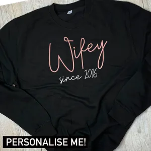 Personalised Wifey Since Sweatshirt (MRK X) nursing bras sale
