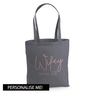 Personalised Wifey Since Tote Bag (MRK X) nursing bras sale