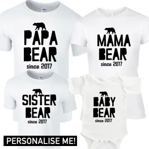 Personalised Year Bear Matching T-Shirts (MRK X) mens dad clothes online