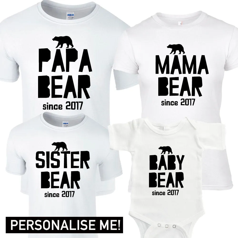 Personalised Year Bear Matching T-Shirts (MRK X) mens dad clothes online