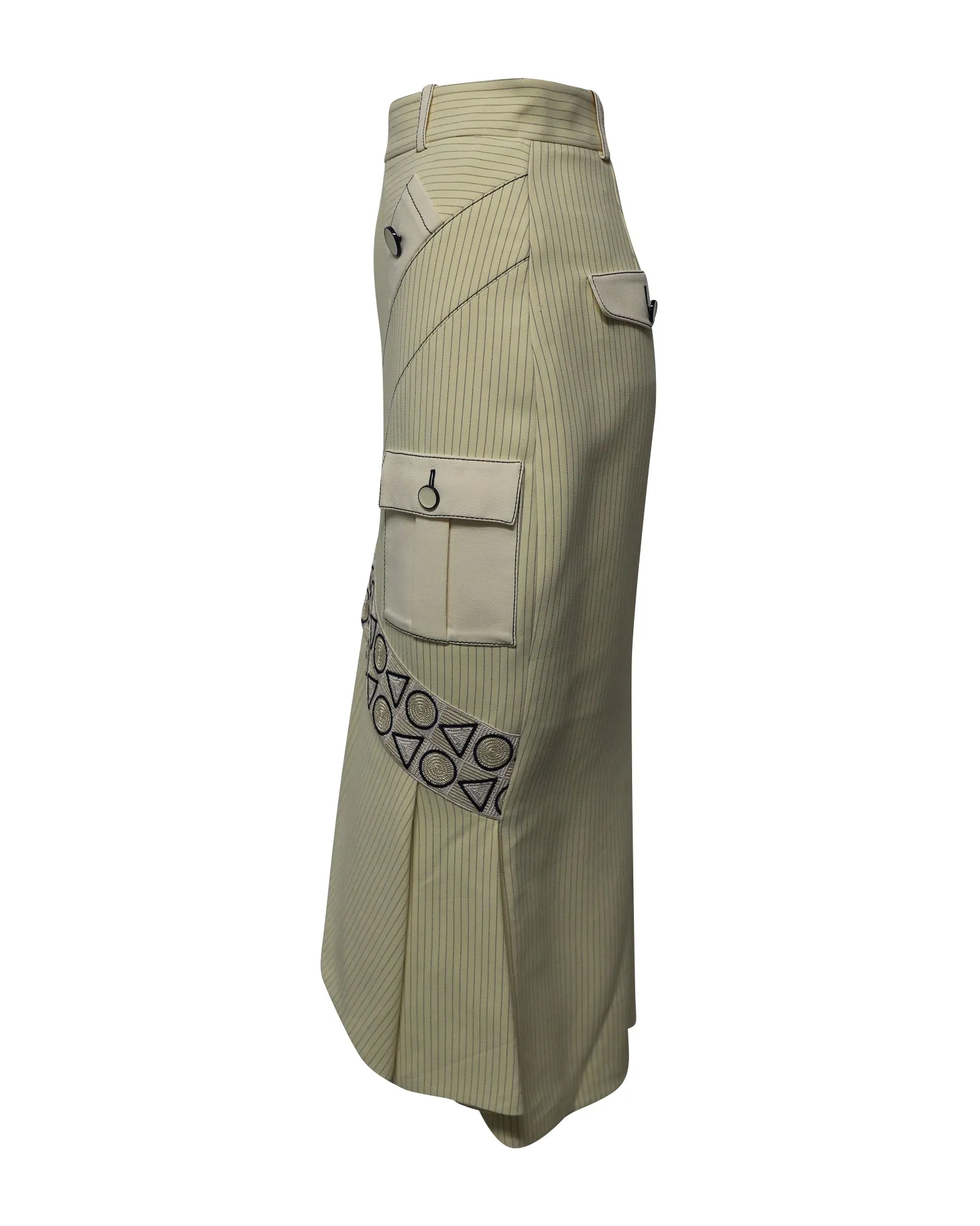 Peter Pilotto Geometric Mermaid Skirt in Cream Viscose