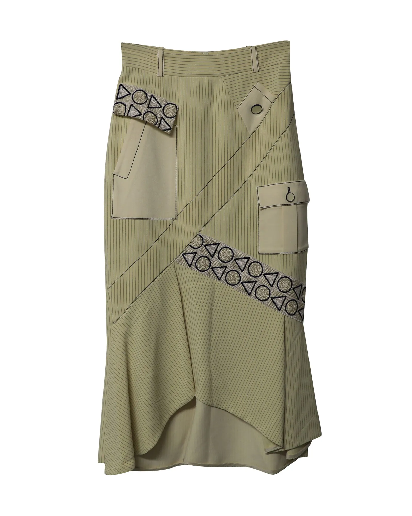 Peter Pilotto Geometric Mermaid Skirt in Cream Viscose