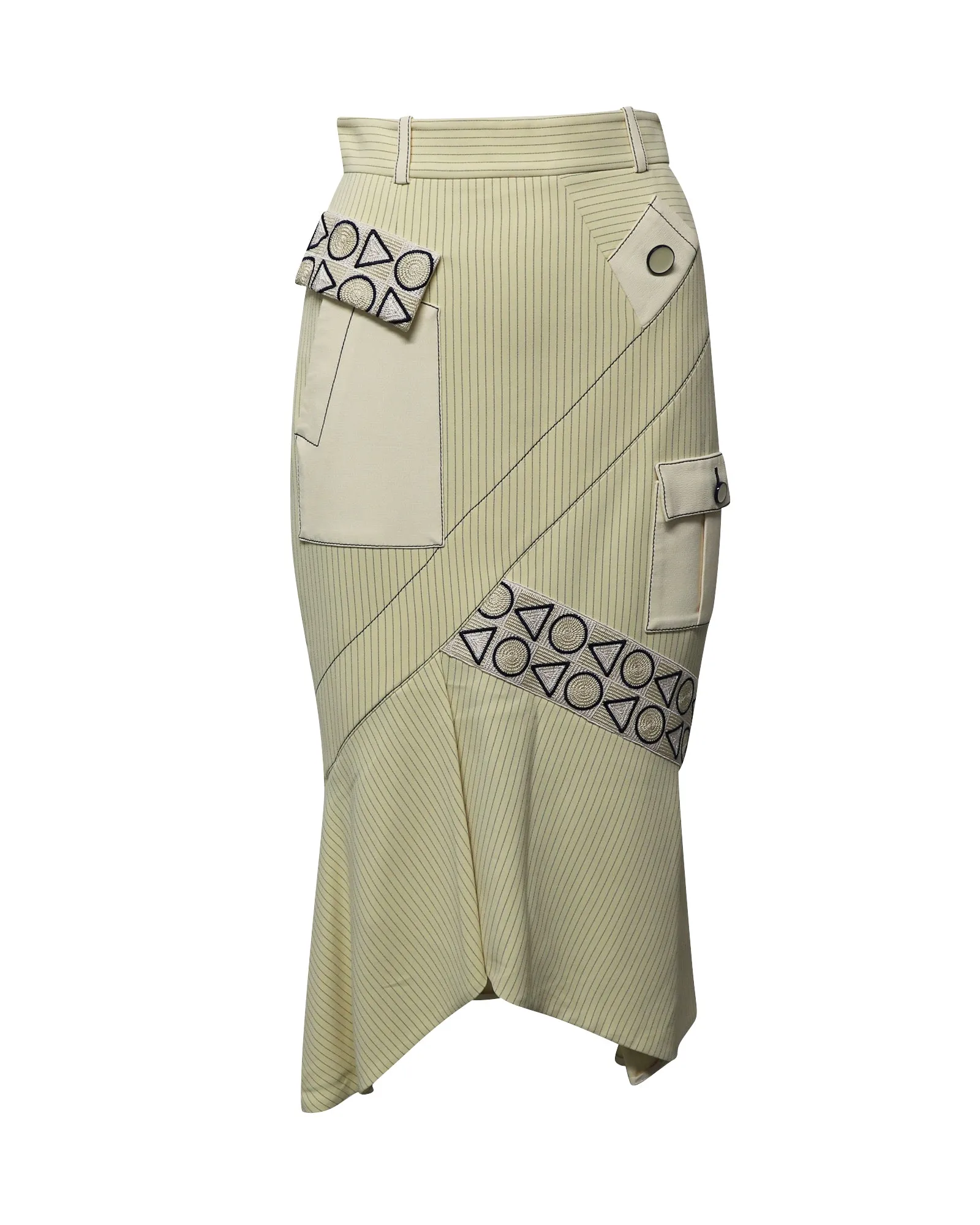 Peter Pilotto Geometric Mermaid Skirt in Cream Viscose