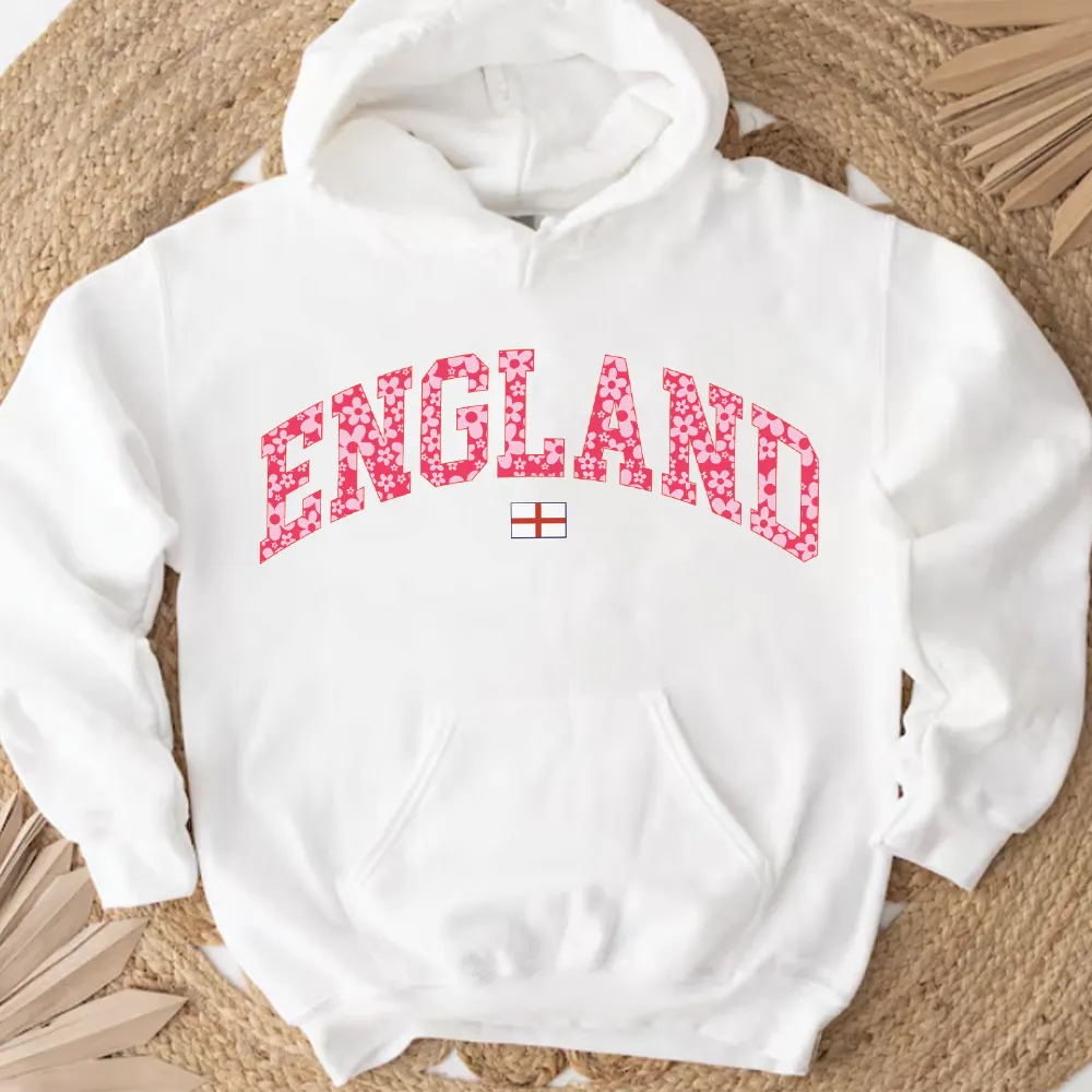Pink Floral England Hoodie