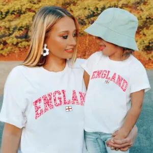 Pink Floral England Matching White T-shirts girls jeans best deals