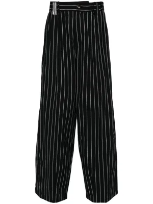 Pinstripe-Pattern Wide-Leg Trousers cheap bottoms online shop