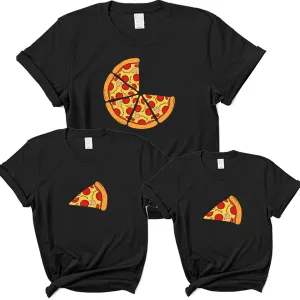 Pizza & 2 Slices Family Matching Black T-Shirts fathers day sale outfits