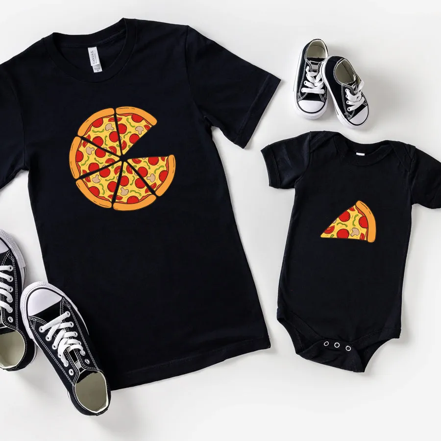 Pizza & Slice Matching Black T-Shirt/Bodysuits daddy outfits clearance