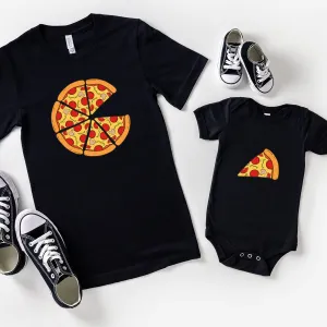 Pizza & Slice Matching Black T-Shirt/Bodysuits mens dad clothes online