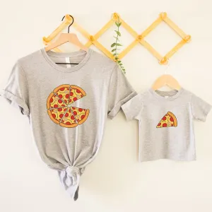 Pizza & Slice Matching Heather Grey T-Shirts fathers day sale outfits