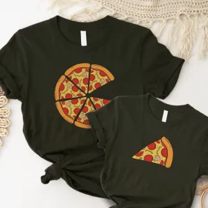 Pizza & Slice Matching Khaki T-Shirts fathers day sale outfits
