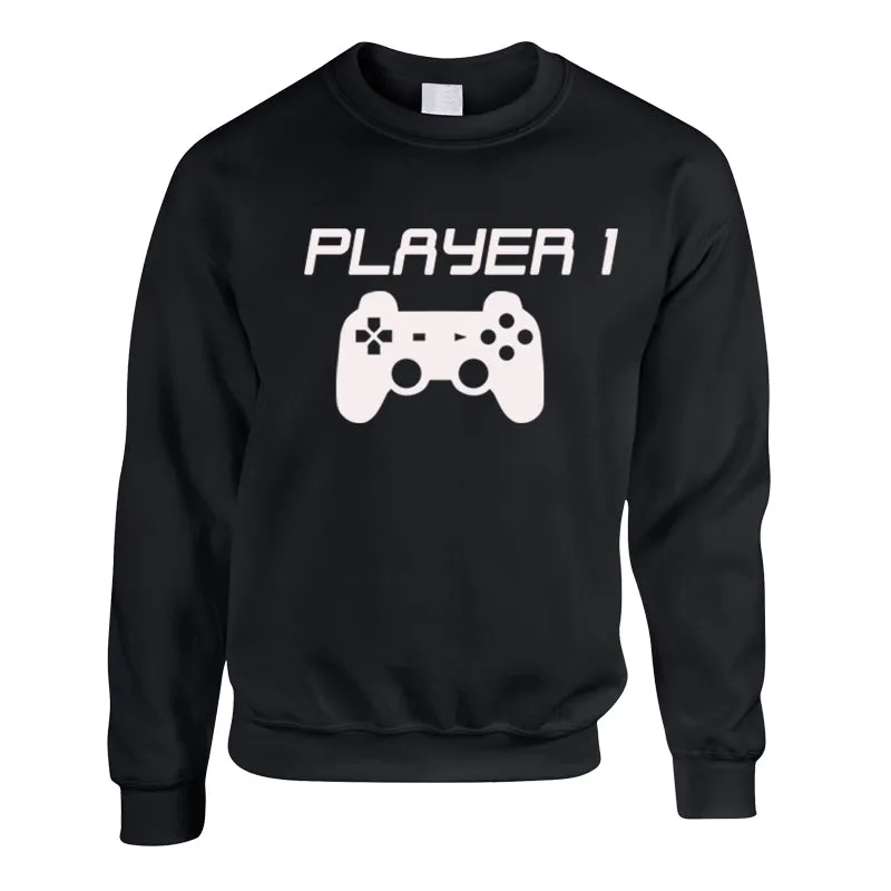 Player 1/2/3 Adult & Kid Black Sweatshirts (MRK X)