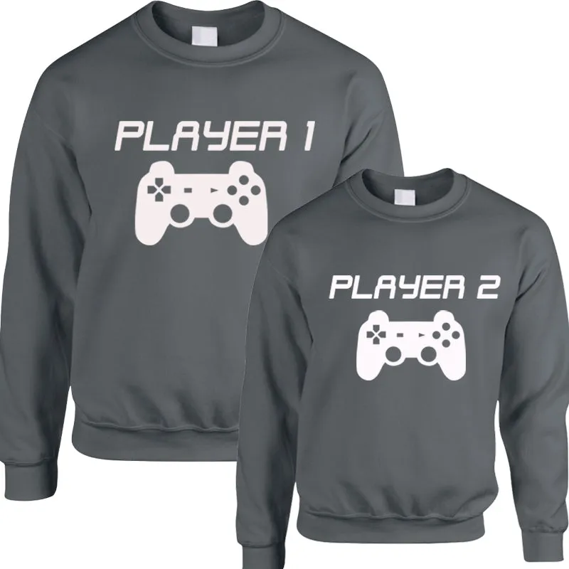 Player 1/Player 2 Adult & Kid Storm Grey Sweatshirts (MRK X) daddy outfits clearance