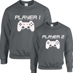 Player 1/Player 2 Adult & Kid Storm Grey Sweatshirts (MRK X) mens dad clothes online