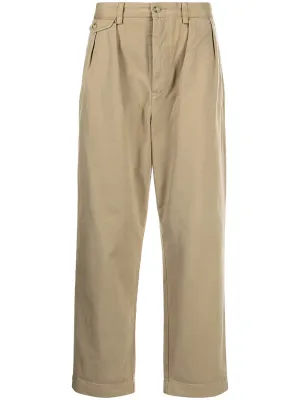 Pleat-Detail Cotton Trousers cheap bottoms online shop