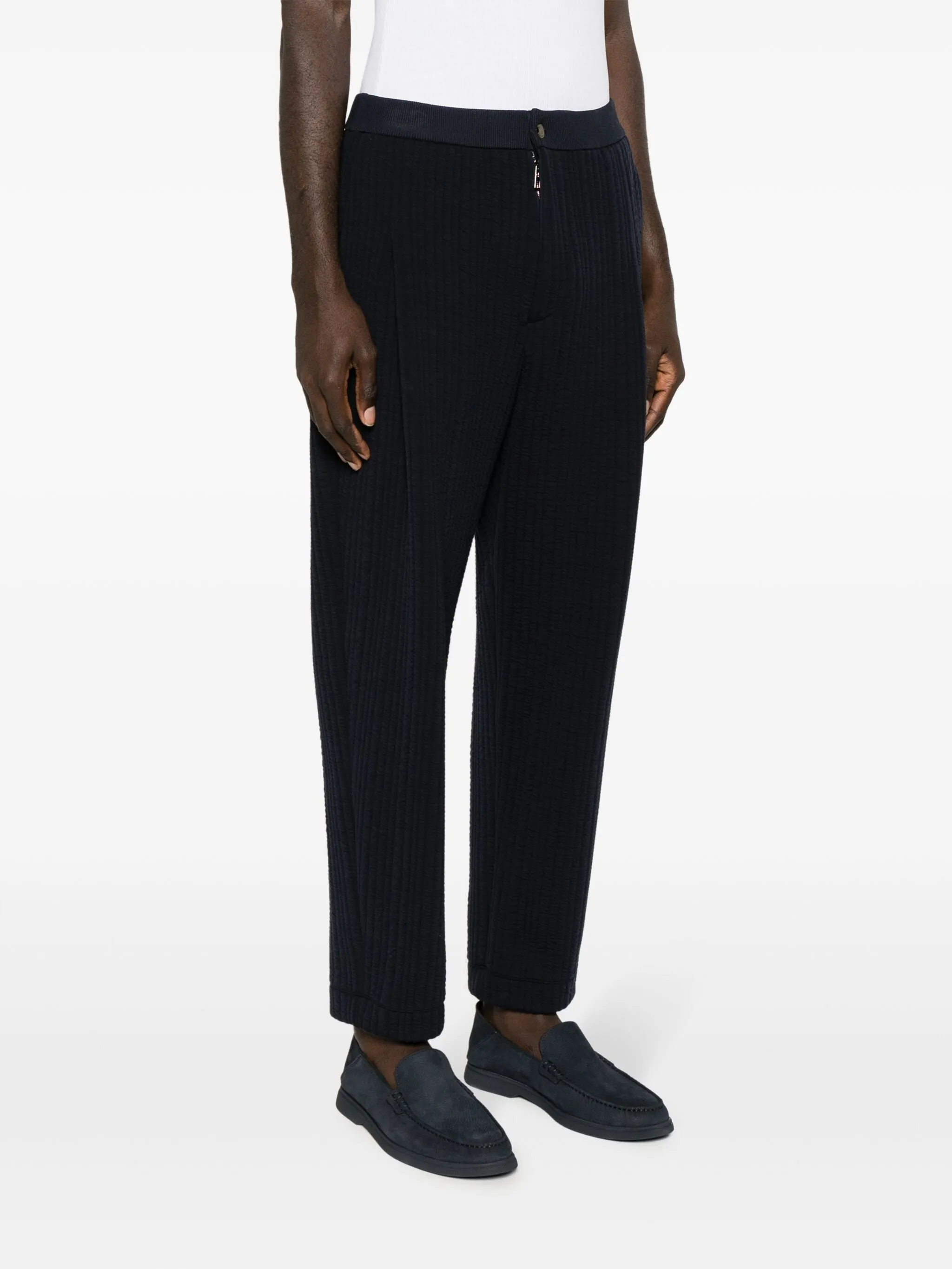 Pleated Quilted Tapered Trousers