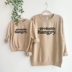 Probably Hangry Mum & Kid Matching Sweatshirts breastfeeding tops cheap