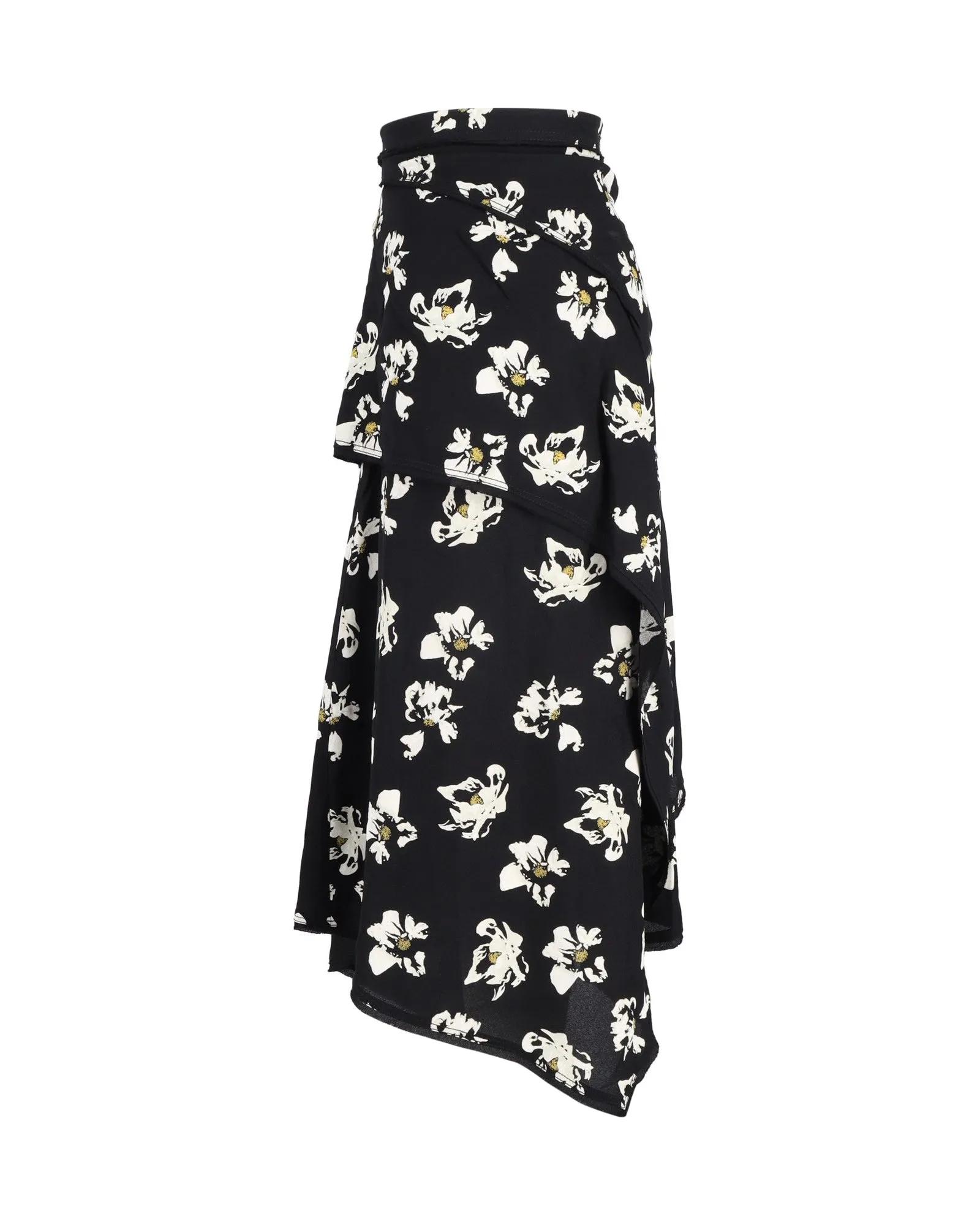 Proenza Schouler Asymmetric Midi Skirt in Floral-Print Viscose
