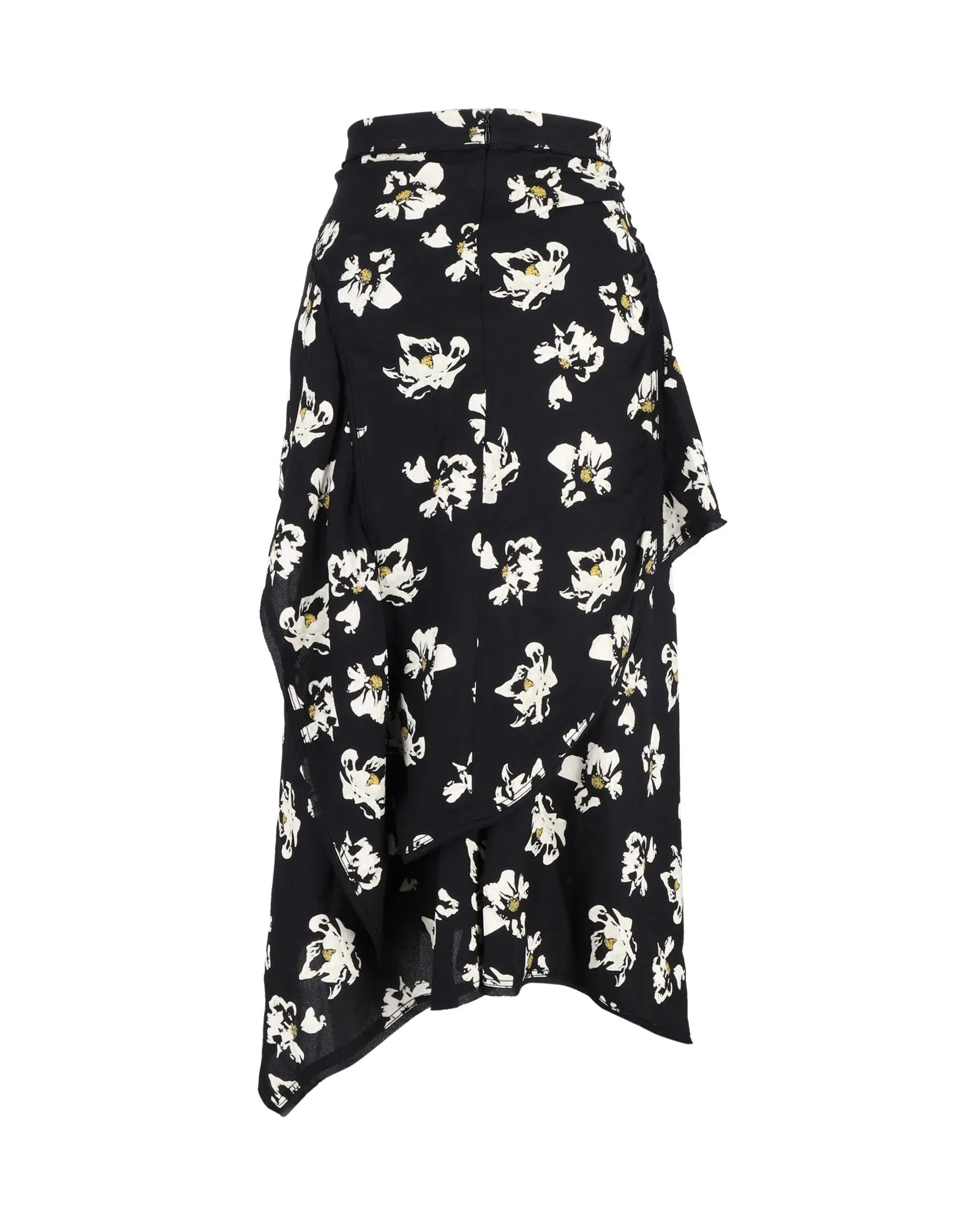 Proenza Schouler Asymmetric Midi Skirt in Floral-Print Viscose