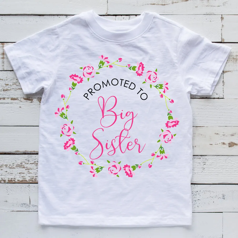 Promoted To Big Sister White Floral T-Shirt (MRK X) girls dresses outlet