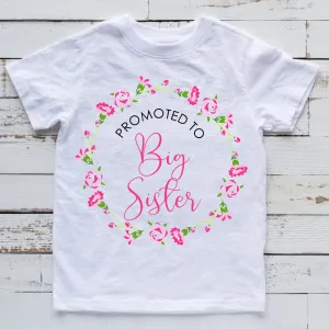 Promoted To Big Sister White Floral T-Shirt (MRK X) girls dresses outlet