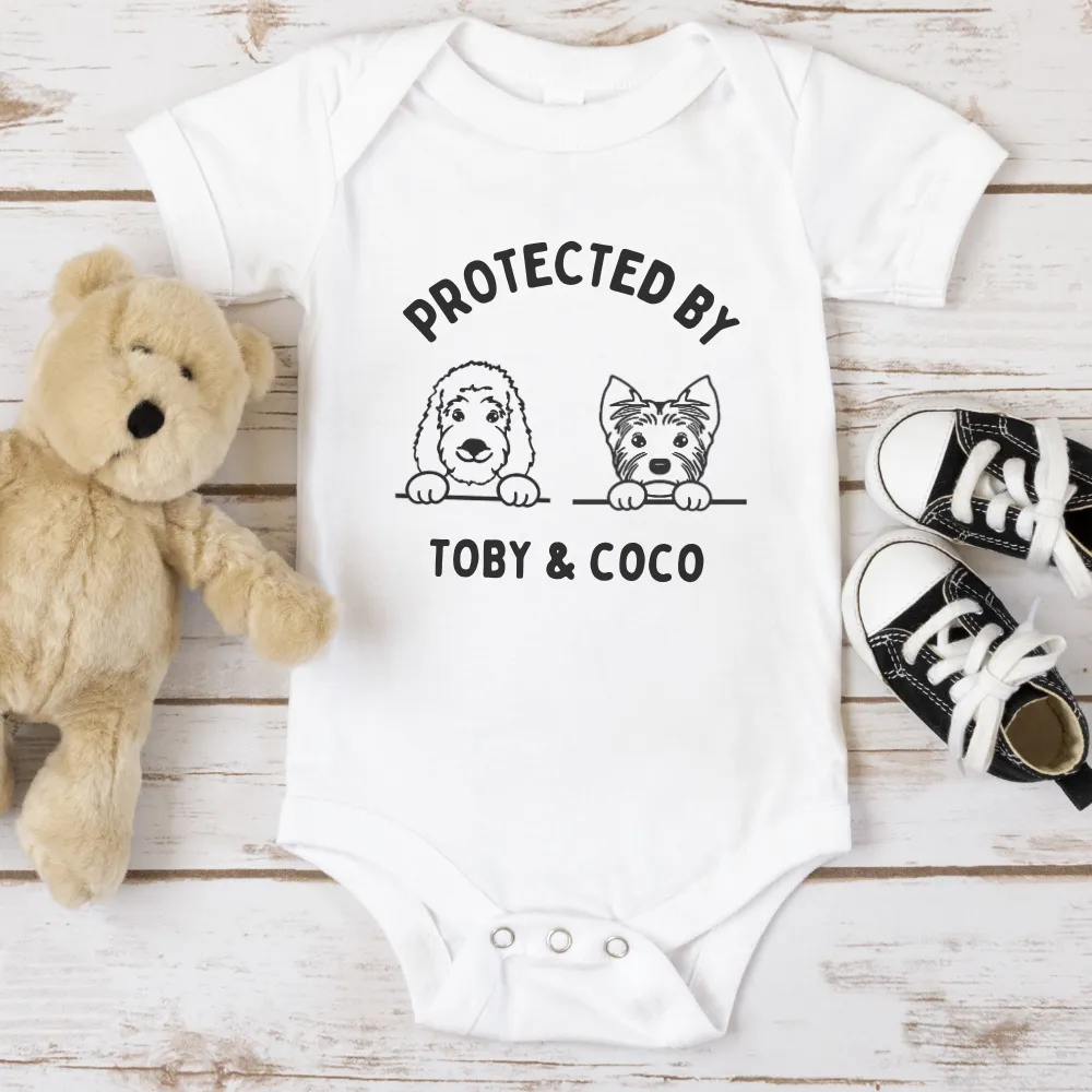 Protected By My 2 Dogs Personalised Baby Vest