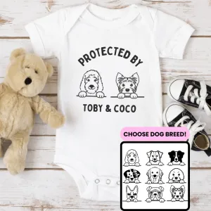 Protected By My 2 Dogs Personalised Baby Vest cheap baby clothes online
