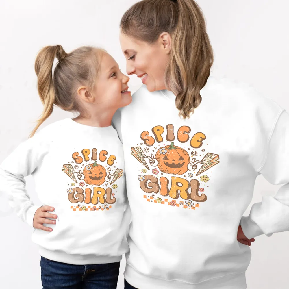 Pumpkin Spice Girls Matching Halloween White Sweatshirt