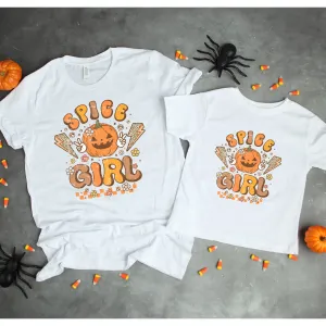Pumpkin Spice Girls Matching Halloween White T-Shirts maternity leggings online