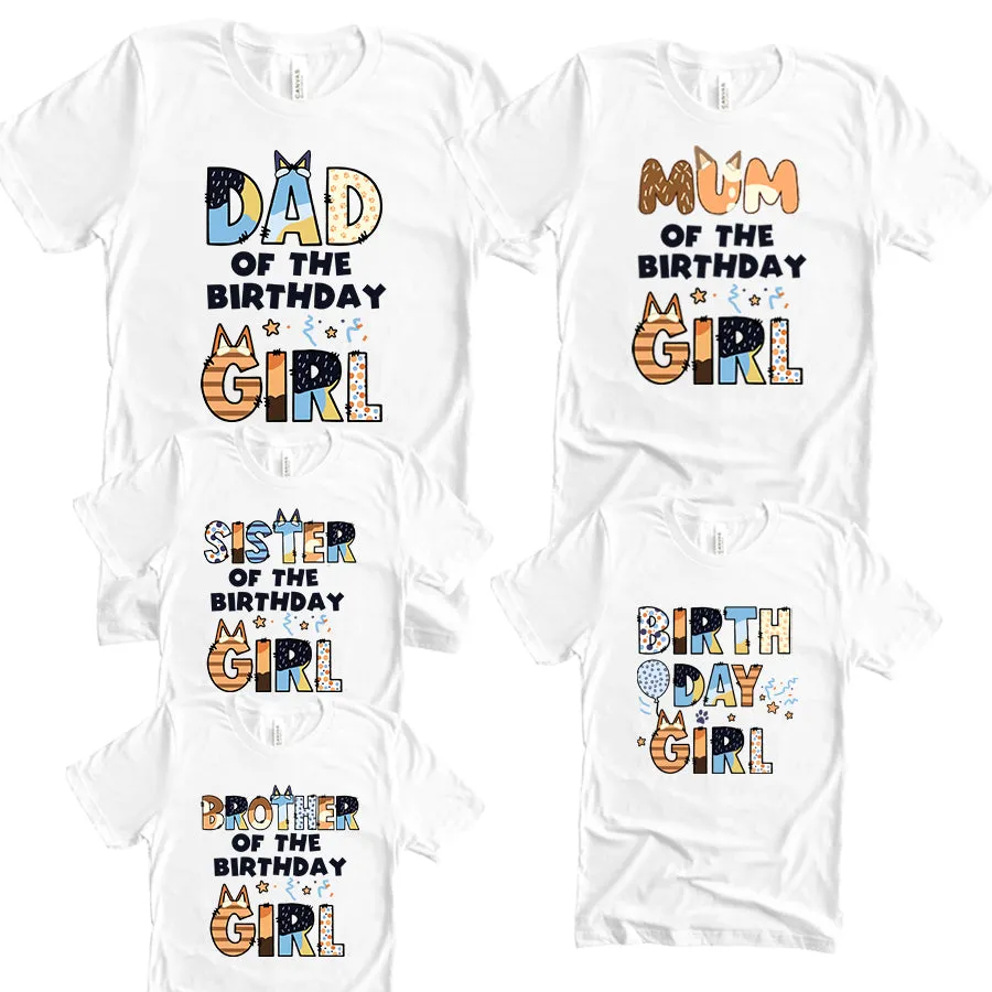 Puppy Dog Birthday Girl Family Matching T-Shirts daddy outfits clearance