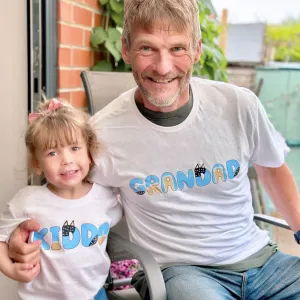 Puppy Dog Grandad and Kiddo Matching White T-Shirts dads clothes cheap