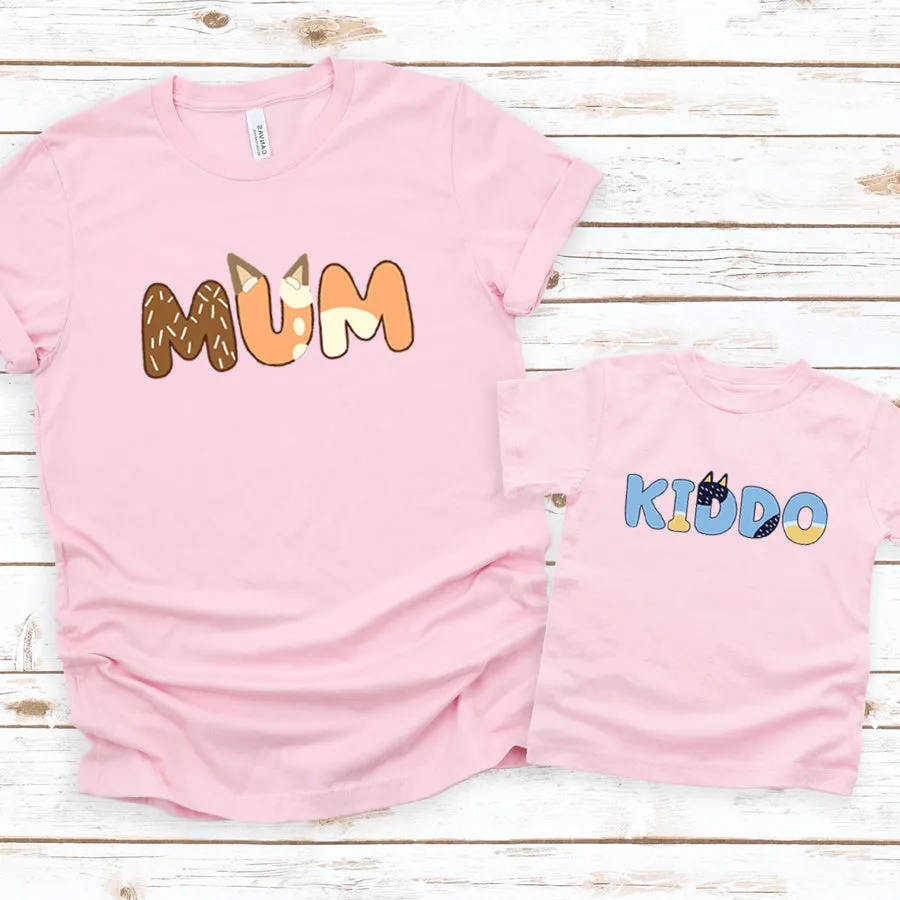 Puppy Dog Mum & Kiddo Matching Pink T-Shirts discount mum dresses