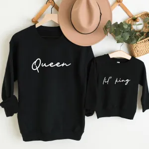 Queen & Lil' King Mum & Kid Matching Black Sweatshirts maternity leggings online