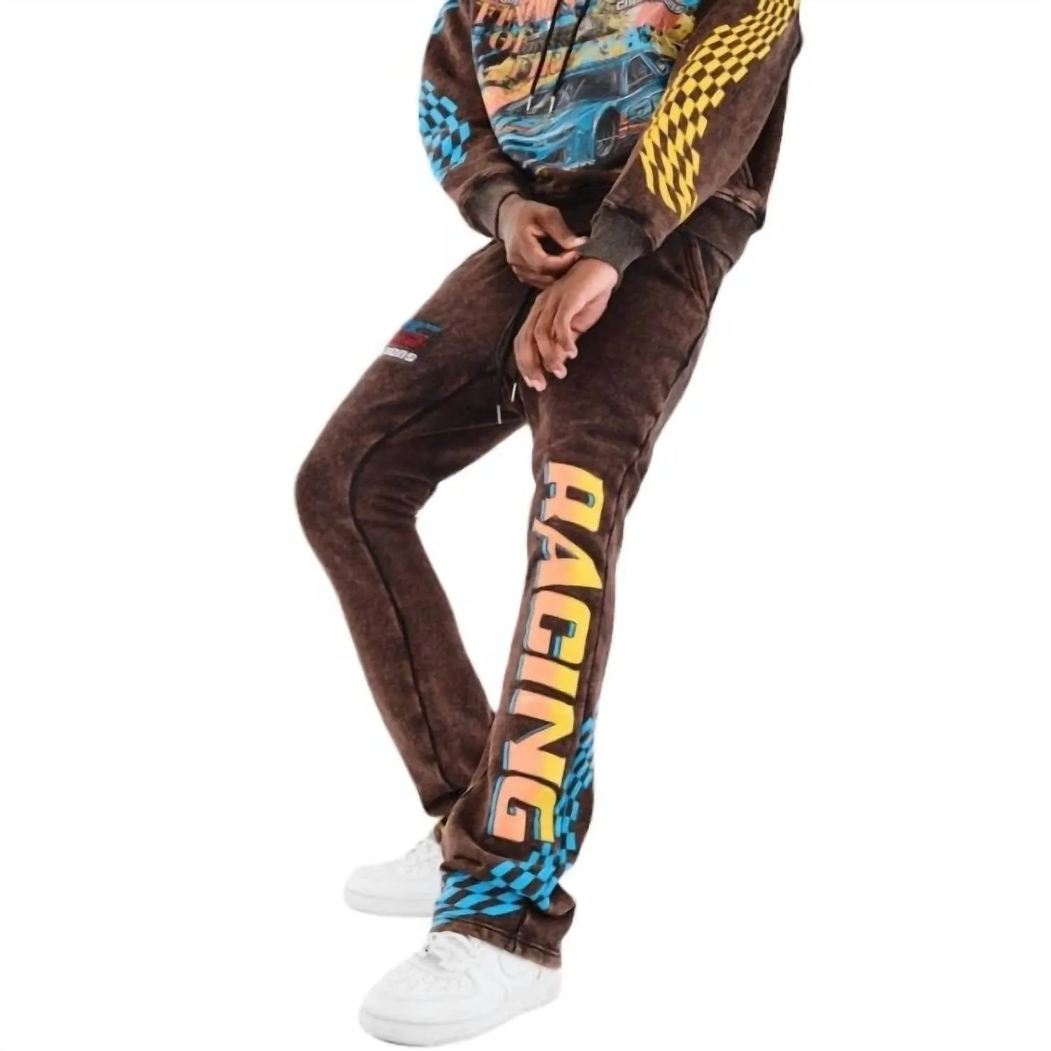 Racing Stacked Pants In Black