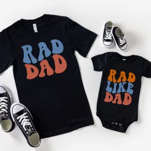 Rad Like My Dad - Dad & Baby Tee & Vest Black fathers day sale outfits