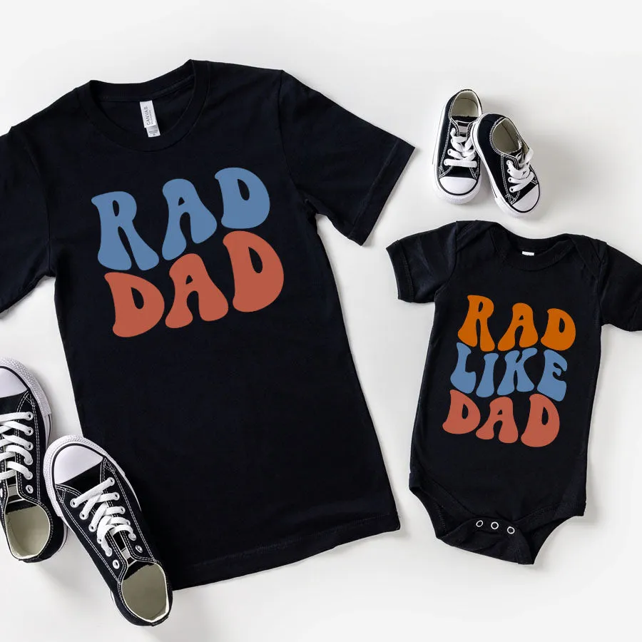 Rad Like My Dad - Dad & Baby Tee & Vest Black fathers day sale outfits