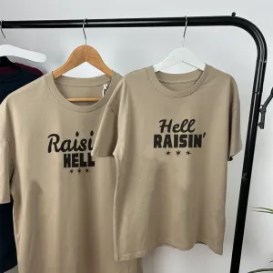Raisin Hell & Hell Raisin Matching Oversized T-Shirts mens dad clothes online