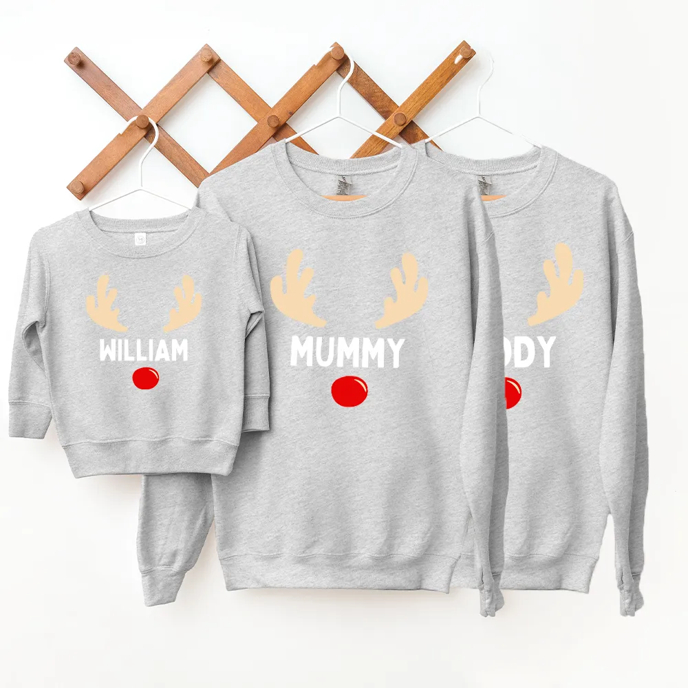 Reindeer Family Matching Christmas Sweatshirts breastfeeding tops cheap