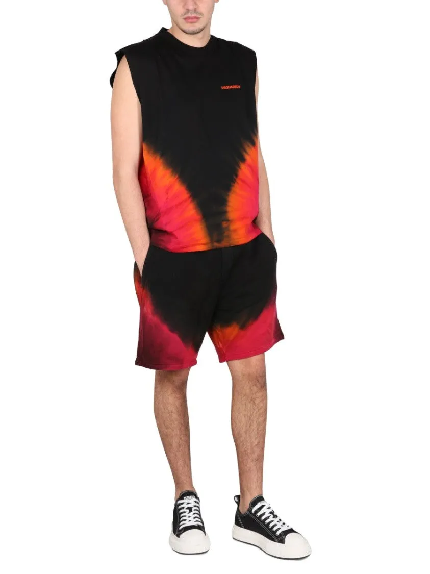 Relaxed Fit Shorts With Flame Print