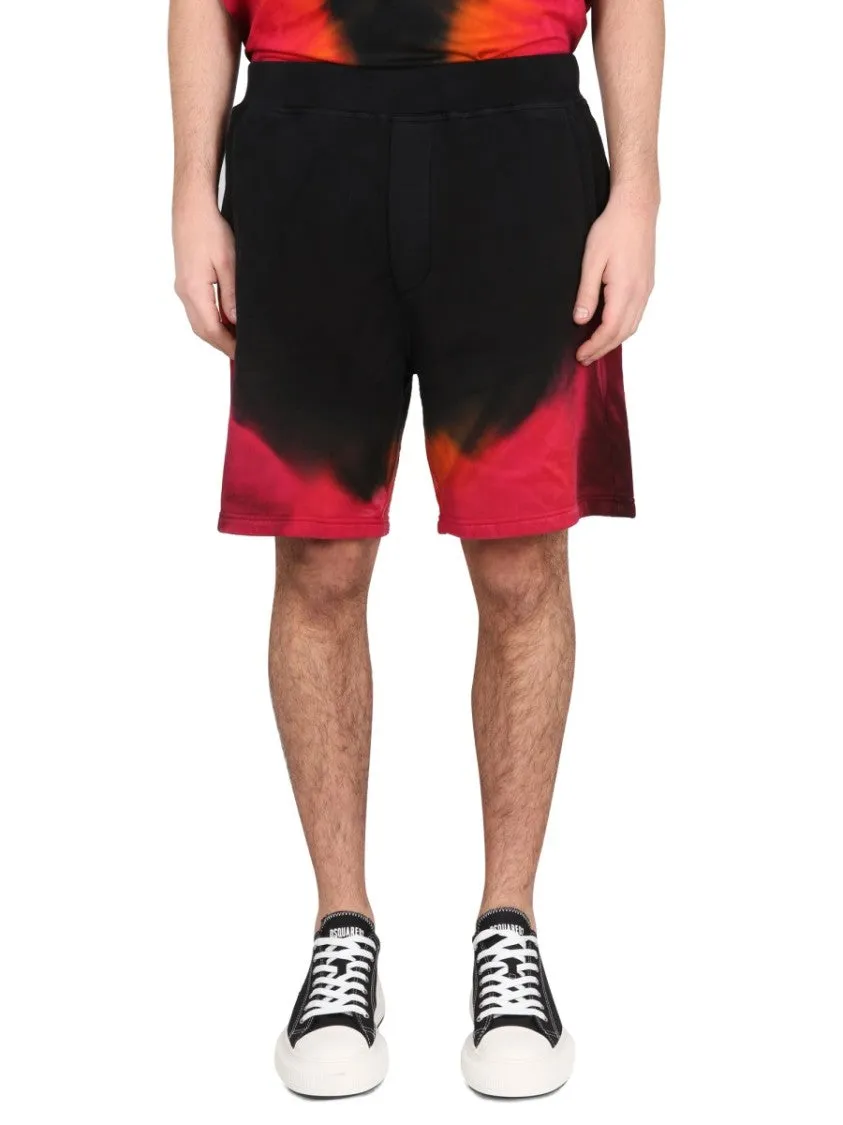 Relaxed Fit Shorts With Flame Print